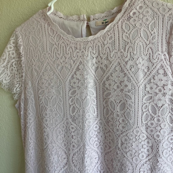 MI AMI - Francesca’s - Boutique Pink Lace Mini Dress Cap Sleeve Women’s Large - Picture 14 of 15